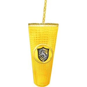Spoontiques – Harry Potter Diamond Tumbler – Textured Cup with Straw – Double Wall Insulated and BPA Free – 20 oz – Hufflepuff