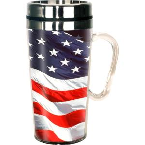 Spoontiques – Insulated Travel Mugs – Acrylic and Stainless Steel Drink Cup – American Flag