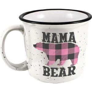 Spoontiques – Mama Bear Camper Mug – Cute Ceramic Campfire Mug – Great for Outdoor Lovers, Backpackers, Adventurers – Friends & Family Gifts