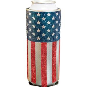 Spoontiques – Slim Neoprene Can Cooler – Slim Beverage Can Cooler – Keeps Drinks Colder Longer – Americana Slim Can Cooler