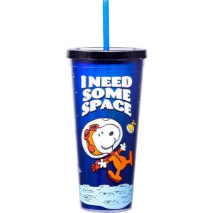 Spoontiques Acrylic Foil Cup with Straw, 20oz – Metallic Locking, Double Wall Insulated, BPA Free – Elvis(Snoopy Space)