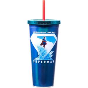 Spoontiques Acrylic Foil Cup with Straw, 20oz – Metallic Locking, Double Wall Insulated, BPA Free – Elvis(Superman Legacy)