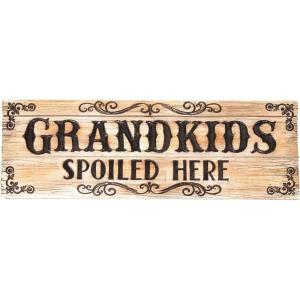 Spoontiques Grandkids Spoiled Here Desk Sign, Brown, 2.75 diameter x 1 Width x 7.75 Height inches