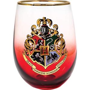 Spoontiques Harry Potter Stemless Wine Glass, 20oz – Lidless Drink Tumbler for Cold Beverages – Hogwarts Crest(Hogwarts Crest)