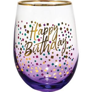 Spoontiques Harry Potter Stemless Wine Glass, 20oz – Lidless Drink Tumbler for Cold Beverages – Hogwarts Crest(Purple)