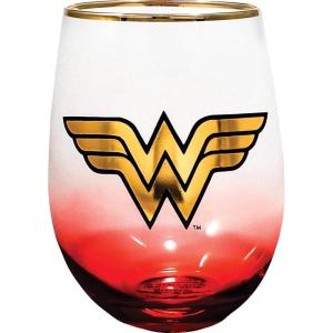Spoontiques Harry Potter Stemless Wine Glass, 20oz – Lidless Drink Tumbler for Cold Beverages – Hogwarts Crest(Wonder Woman)