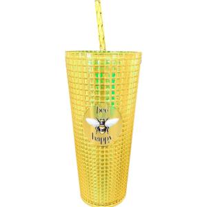Spoontiques Holiday Diamond Tumbler, 20oz – Textured Cup w/Staw, Double Wall Insulated, BPA Free – A Christmas Story(Bee)