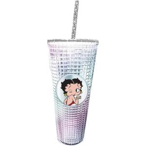 Spoontiques Holiday Diamond Tumbler, 20oz – Textured Cup w/Staw, Double Wall Insulated, BPA Free – A Christmas Story(Betty Boop)