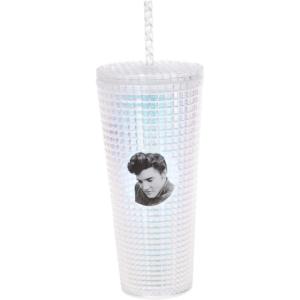 Spoontiques Holiday Diamond Tumbler, 20oz – Textured Cup w/Staw, Double Wall Insulated, BPA Free – A Christmas Story(Elvis Presley)