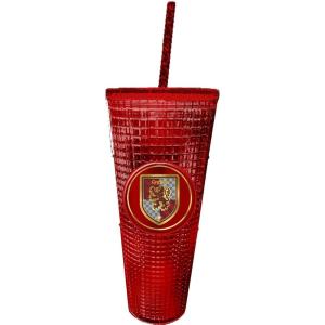 Spoontiques Holiday Diamond Tumbler, 20oz – Textured Cup w/Staw, Double Wall Insulated, BPA Free – A Christmas Story(Gryffindor)
