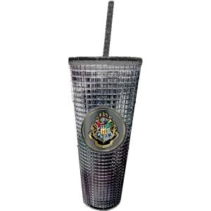 Spoontiques Holiday Diamond Tumbler, 20oz – Textured Cup w/Staw, Double Wall Insulated, BPA Free – A Christmas Story(Hogwarts)