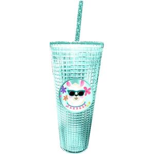 Spoontiques Holiday Diamond Tumbler, 20oz – Textured Cup w/Staw, Double Wall Insulated, BPA Free – A Christmas Story(Llama)