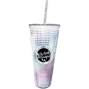 Spoontiques Holiday Diamond Tumbler, 20oz – Textured Cup w/Staw, Double Wall Insulated, BPA Free – A Christmas Story(Mischief Managed)
