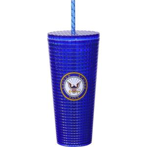 Spoontiques Holiday Diamond Tumbler, 20oz – Textured Cup w/Staw, Double Wall Insulated, BPA Free – A Christmas Story(Navy)