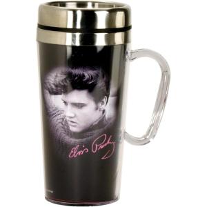 Spoontiques Insulated Travel Mug, 14oz – Double Wall Stainless & Acrylic Drink Cup with Twist Top Lid & Handle – Scooby Doo(Elvis Presley)