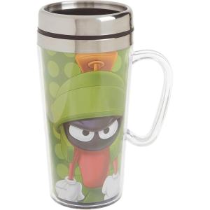 Spoontiques Insulated Travel Mug, 14oz – Double Wall Stainless & Acrylic Drink Cup with Twist Top Lid & Handle – Scooby Doo(Marvin the Martian)