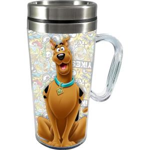 Spoontiques Insulated Travel Mug, 14oz – Double Wall Stainless & Acrylic Drink Cup with Twist Top Lid & Handle – Scooby Doo(Scooby Doo)