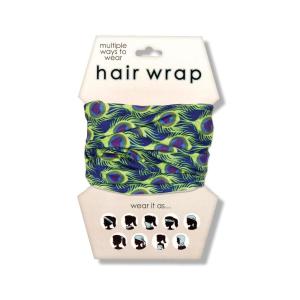 Spoontiques Music Hair Wrap – Multifunctional Bandanna, Headband, Hair Tie, Gaiter, and Scarf(Peacock)