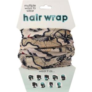 Spoontiques Music Hair Wrap – Multifunctional Bandanna, Headband, Hair Tie, Gaiter, and Scarf(Pirate Map)