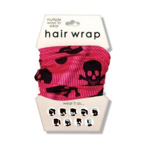 Spoontiques Music Hair Wrap – Multifunctional Bandanna, Headband, Hair Tie, Gaiter, and Scarf(Skulls)