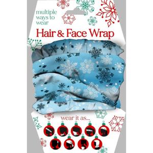 Spoontiques Music Hair Wrap – Multifunctional Bandanna, Headband, Hair Tie, Gaiter, and Scarf(Snowflakes)