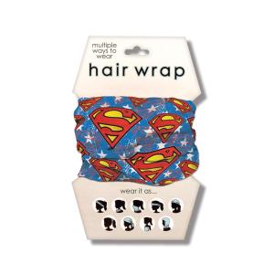 Spoontiques Music Hair Wrap – Multifunctional Bandanna, Headband, Hair Tie, Gaiter, and Scarf(Superman 1)