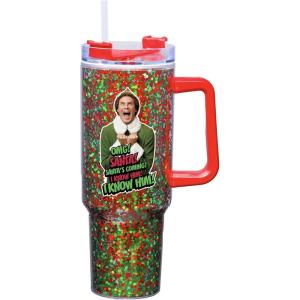 Spoontiques Oz 40oz Acrylic Travel Mug – Double Wall Acrylic with Sliding Lock Travel Lid and Straw – 11″ Tall(Elf)