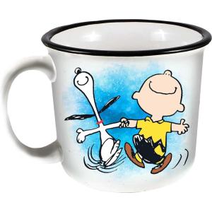 Spoontiques Peanuts Ceramic Camper Mug, 14oz – Microwave & Dishwasher Safe, for Cold & Hot Beverages – Group(Peanuts Snoopy)