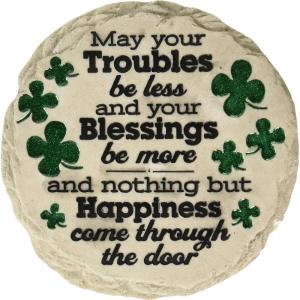 Spoontiques St Patrick’s Day May Your Troubles Stepping Stone – Decorative Garden Stone for Yard, Patio, Garden or Walkway – Outdoor or Indoor Home Decor