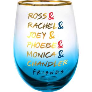 Spoontiques Stemless Wine Glass, 20oz – Lidless Drink Tumbler for Cold Beverages – Friends Names(20 Ounces)