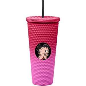 Spoontiques Studded Tumbler, 32oz – Insulated Double Wall Acrylic Travel Cup Spill Proof Lid – for Hot & Cold Beverages – Americana(Betty Boop)