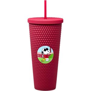 Spoontiques Studded Tumbler, 32oz – Insulated Double Wall Acrylic Travel Cup Spill Proof Lid – for Hot & Cold Beverages – Americana(Joe Cool)