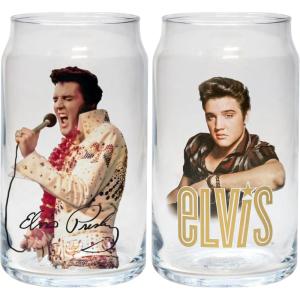 Spoontiques Wonder Woman Glass Set – 2 Unique Glasses Per Set in Colorful Decorative Gift Box – 16oz – 5 1/4″ Tall(Elvis)