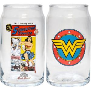 Spoontiques Wonder Woman Glass Set – 2 Unique Glasses Per Set in Colorful Decorative Gift Box – 16oz – 5 1/4″ Tall(Wonder Woman)