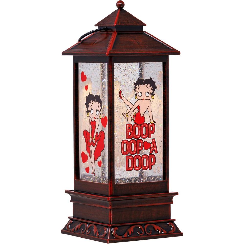 image:imageSpoontiques Betty Boop Glitter Lantern  Holiday Traditional VintageStyle Light Up Decoration  Indoor Seasonal Festive Decor for Centerpiece Mantle Tabletops at Christmas