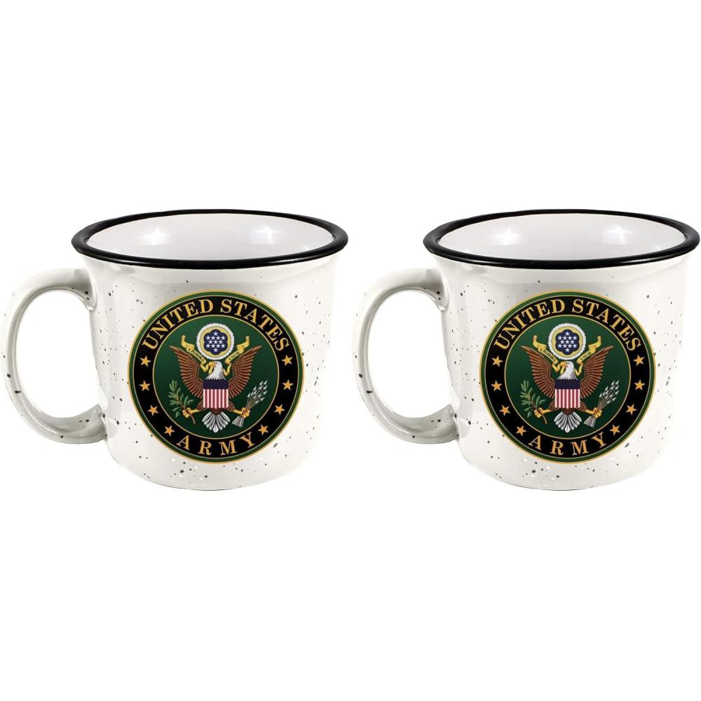 image:imageSpoontiques Ceramic Camper Mug 14oz  Microwave amp Dishwasher Safe for Cold amp Hot Beverages  Army14 ounces Pack of 2
