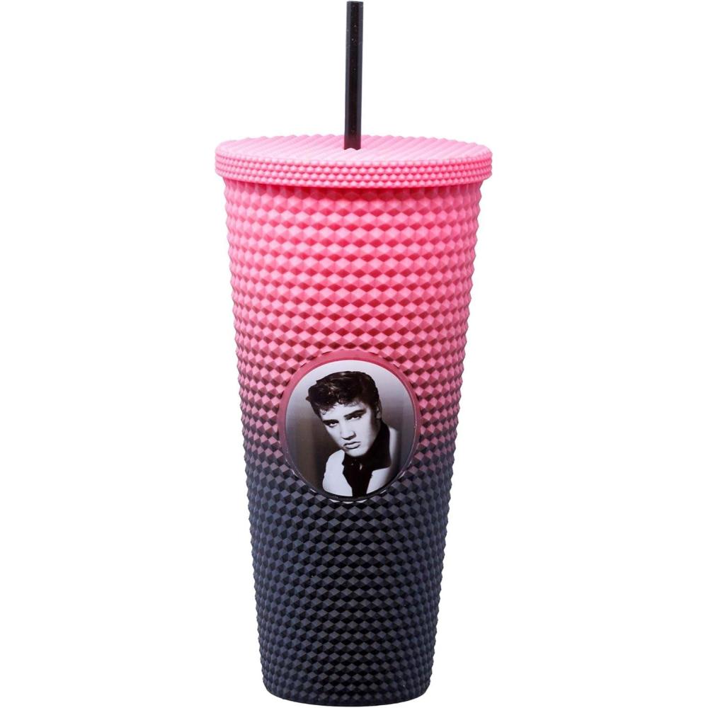 image:imageSpoontiques Studded Tumbler 32oz Insulated Double Wall Acrylic Travel Cup Spill Proof Lid for Hot amp Cold Beverages ElvisElvis