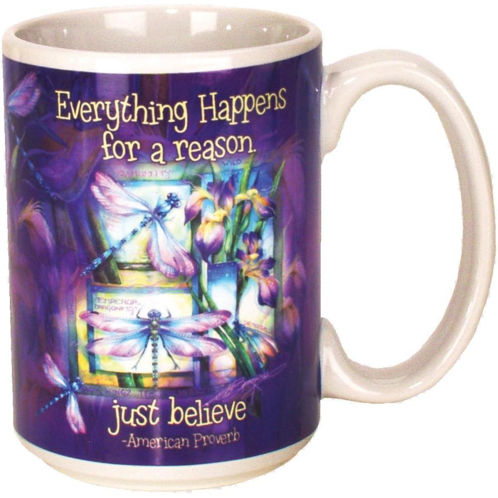 image:imageSpoontiques Witch Ceramic Coffee Mug 14 ounces Multicolor Model 19303Everything Happens for a Reason Dragonfly