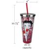 Spoontiques – Glitter Filled Acrylic Tumbler – Glitter Cup with Straw – 20 oz - Stainless Steel Locking Lid with Straw – Double Wall Insulated – BPA Free – Betty Boop