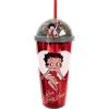 Spoontiques Betty Boop Dome Top Acrylic Tumbler, 20oz – Glitter-Filled Dome Top with Enclosed Figurine & Coordinating Reusable Straw – 10″ Tall Double Wall Insulated Travel Cup