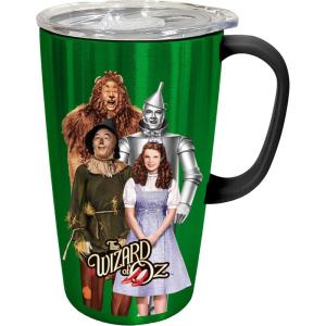 Spoontiques – Stainless Steel Travel Mug with Handle – 18 oz Capacity – Double Wall Stainless Steel with Sliding Lock Travel Lid – 6” Tall – Wizard Oz Stainless Travel Mug