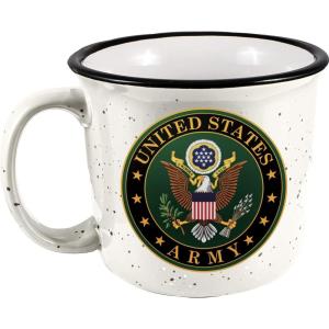 Spoontiques Ceramic Camper Mug, 14oz – Microwave & Dishwasher Safe, for Cold & Hot Beverages – Army(14 Ounces)