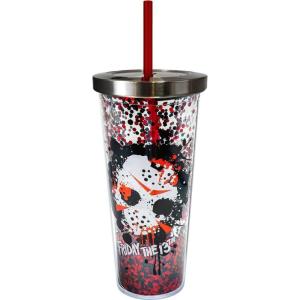 Spoontiques Friday The 13th Glitter Filled Acrylic Tumbler – Glitter Cup with Straw – 20 oz - Stainless Steel Locking Lid with Straw – Double Wall Insulated – BPA Free