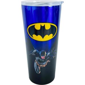 Spoontiques Stainless Travel Mug, 22oz – Insulated Drink Cup with Lid & Sliding Lock, for Hot & Cold Beverages – Betty Boop(Batman)