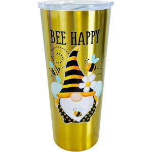 Spoontiques Stainless Travel Mug, 22oz – Insulated Drink Cup with Lid & Sliding Lock, for Hot & Cold Beverages – Betty Boop(Bee Gnome)