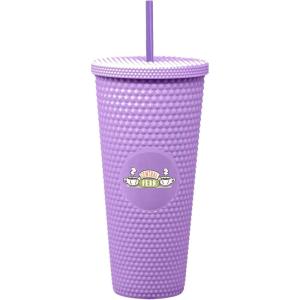 Spoontiques Studded Tumbler, 32oz – Insulated Double Wall Acrylic Travel Cup Spill Proof Lid – for Hot & Cold Beverages – Elvis(Central Perk)