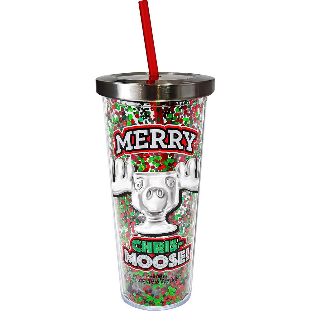 image:imageSpoontiques  Glitter Filled Acrylic Tumbler  Glitter Cup with Straw  20 oz Stainless Steel Locking Lid with Straw  Double Wall Insulated  BPA Free  Moose