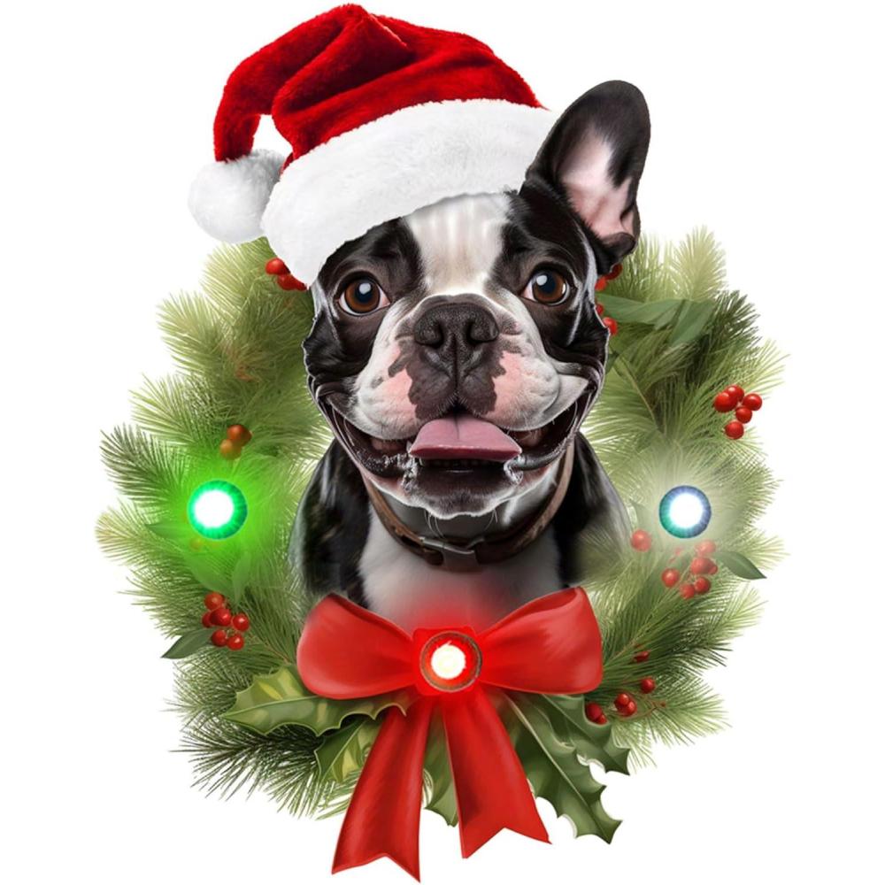 image:imageSpoontiques French Bulldog Ornament  Christmas Light Up Ornaments  Wooden Decorations with LED Lights  Batteries Included  4x5 with Hanging Rope