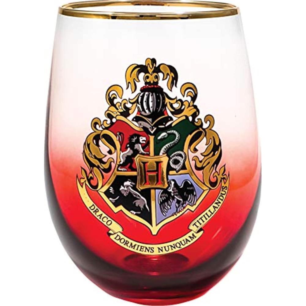 image:imageSpoontiques Stemless Wine Glass 20oz Lidless Drink Tumbler for Cold Beverages A Christmas StoryHogwarts Crest