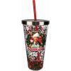 Spoontiques – Glitter Filled Acrylic Tumbler – Glitter Cup with Straw – 20 oz - Stainless Steel Locking Lid with Straw – Double Wall Insulated – BPA Free – Merry Clarksmas